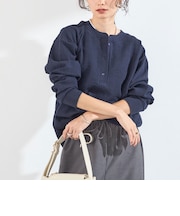 《追加予約》【WEB限定】〈手洗い可能〉変形ワッフル ヘンリーネックプルオーバー◆