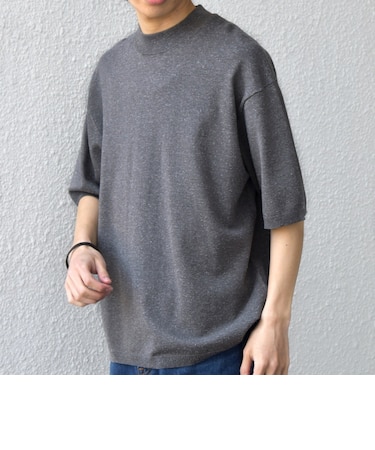 SHIPS any:〈手洗い可能〉ハイゲージ ニット リネン ミックス モックネック 半袖 Tシャツ 26SS◇