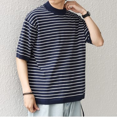 SHIPS any:〈手洗い可能〉ハイゲージ ニット リネン ミックス モックネック 半袖 Tシャツ 26SS◇