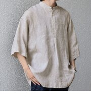 SHIPS any:〈洗濯機可能〉ピュアリネン バンド スキッパー ハーフスリーブ プルオーバー シャツ 26SS◇