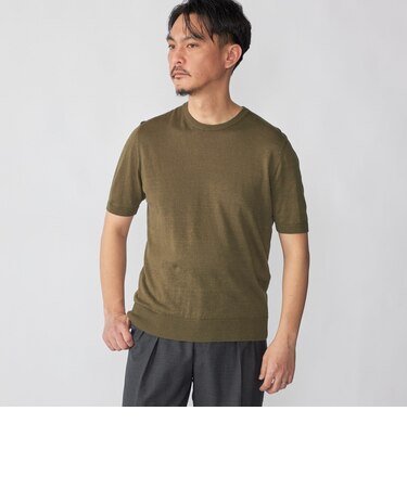 Drumohr: リネン コットン ガーメントダイ クルーネック ニット Tシャツ