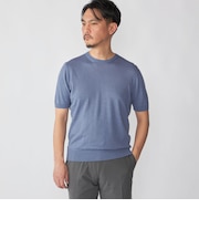 Drumohr: リネン コットン ガーメントダイ クルーネック ニット Tシャツ