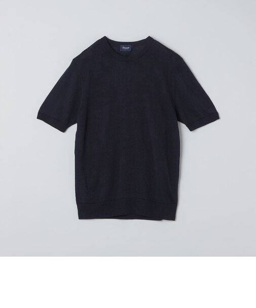 Drumohr: リネン コットン ガーメントダイ クルーネック ニット Tシャツ
