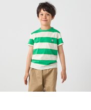 Champion:〈洗濯機可能〉ワイド ボーダー ワンポイント 刺繍 Tシャツ<KIDS>