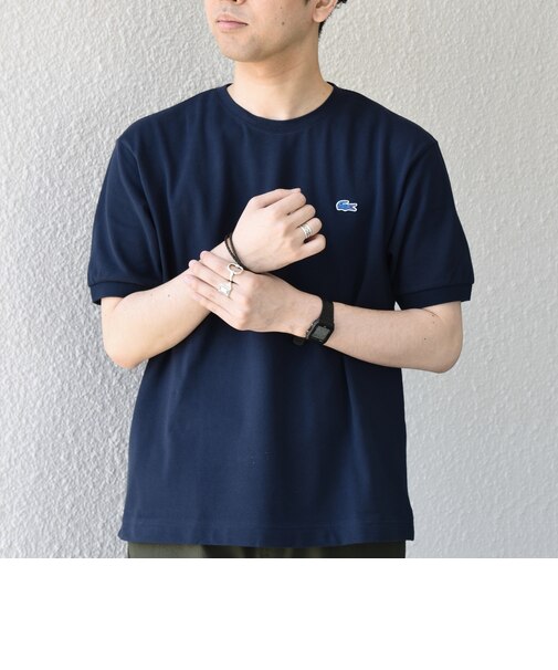【SHIPS any別注】LACOSTE: ワンポイント ロゴ ピケ クルーネック Tシャツ 26SS◇