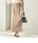 〈手洗い可能〉麻混 ベルト付 ウエストタック ナロー スカート