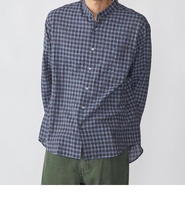 SHIPS: 〈MADE IN JAPAN〉エアー サッカー リラックス バンドカラー シャツ
