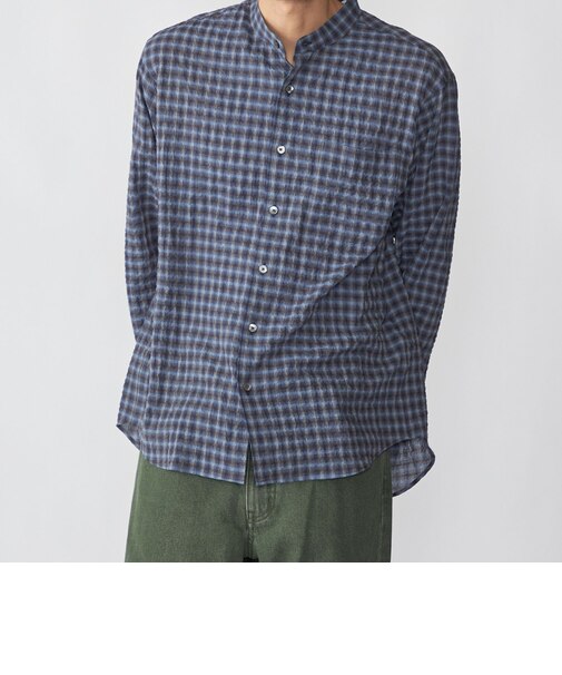 SHIPS: 〈MADE IN JAPAN〉エアー サッカー リラックス バンドカラー シャツ