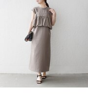 〈洗濯機可能〉リネン ライク Iライン ワンピース × ビスチェ セット