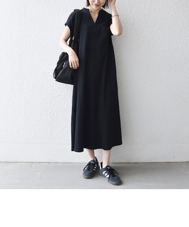 SHIPS any:〈接触冷感/汗染み防止加工/洗濯機可能〉スキッパー Aライン ワンピース
