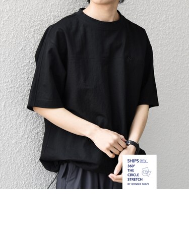 SHIPS any:〈接触冷感/ストレッチ〉360° THE CIRCLE STRETCH リネン ミックス スピンドル Tシャツ(セットアップ対応)◇