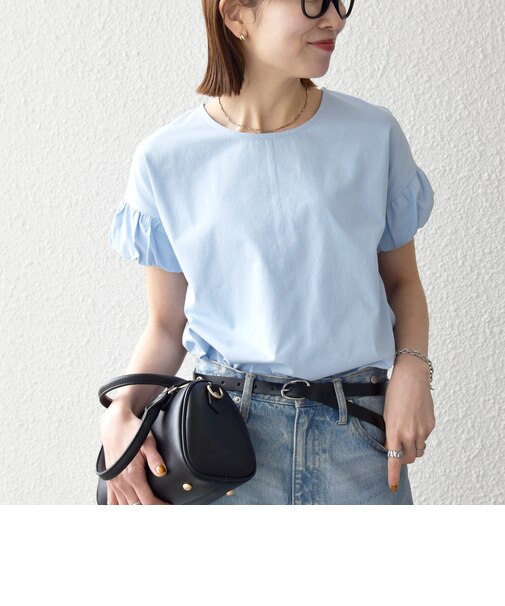 〈多機能/洗濯機可能〉マルチファンクション ギャザー スリーブ TEE