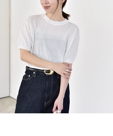 quaranciel:〈接触冷感/手洗い可能〉コンパクト シアー ニット TEE