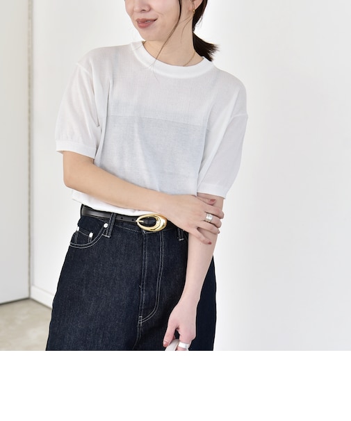 quaranciel:〈接触冷感/手洗い可能〉コンパクト シアー ニット TEE