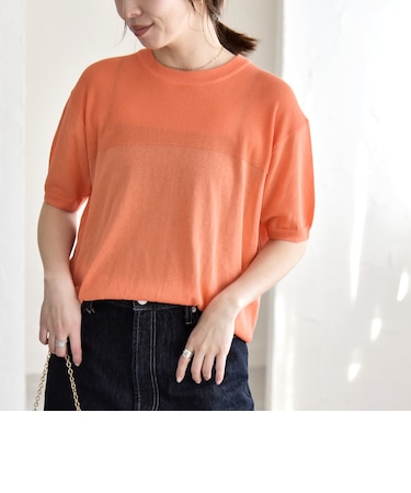 quaranciel:〈接触冷感/手洗い可能〉コンパクト シアー ニット TEE