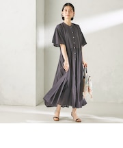 【SHIPS別注】Fanaka:〈手洗い可能〉ストライプ ドビー 羽織 ワンピース