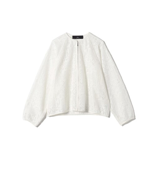 SHIPS Primary Navy Label:〈手洗い可能〉幾何学 ラッセル レース ブルゾン