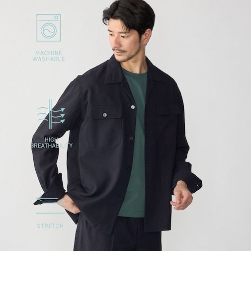 SHIPS:〈撥水/防しわ/洗濯機可能〉DOT AIR(R)オープンカラーシャツ(セットアップ対応)