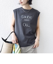 メルティ コットン プリント ロゴ フレンチスリーブ TEE