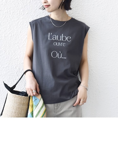 メルティ コットン プリント ロゴ フレンチスリーブ TEE