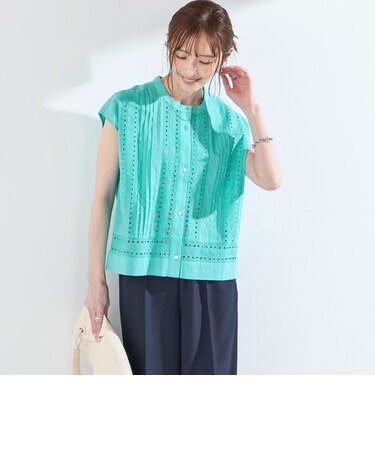 SHIPS Colors:〈手洗い可能〉エンブロイダリー レース フレンチスリーブ シャツ◇