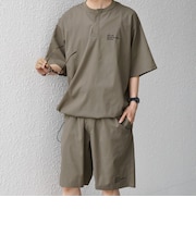 【WEB限定】SHIPS any:〈吸水速乾/UVカット〉ドライタッチ ヘンリーネック Tシャツ+イージーショーツ+パッカブルバッグ 3点セット◇