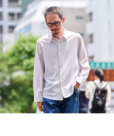 SHIPS: 3Dドット ロングスリーブ レギュラーカラー シャツ