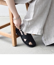 【SHIPS any別注】ALL BLACK:  バック ストラップ サンダル