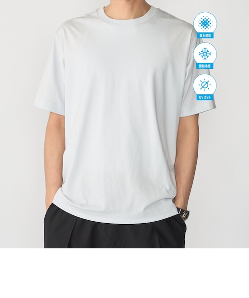 SHIPS:〈汗染軽減 / 吸水速乾/ 接触冷感/ UVカット〉ステイン コントロール ファンクション Tシャツ