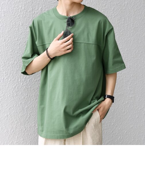 SHIPS any:〈接触冷感/吸水速乾/UVカット/遮熱〉Raylock フットボール Tシャツ◇