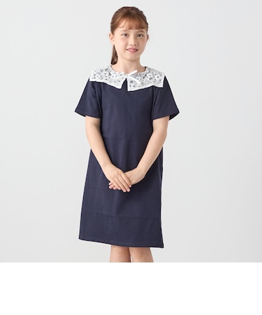 SHIPS any: レース カラー リボン 半袖 Tシャツ ワンピース <KIDS>