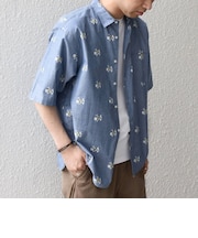 SHIPS any:〈洗濯機可能〉グリッター プリント レギュラー ハーフスリーブ シャツ◇