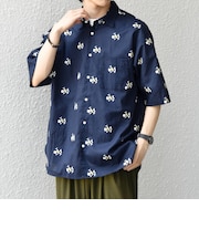 SHIPS any:〈洗濯機可能〉グリッター プリント レギュラー ハーフスリーブ シャツ◇