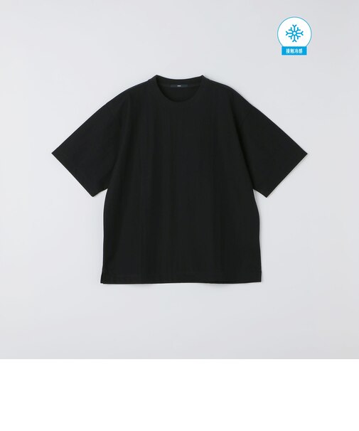 SHIPS:〈接触冷感〉リネン ライク ジャカード ショートスリーブ Tシャツ