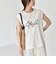 quaranciel:〈洗濯機可能〉スパンコール ロゴ 刺繍 フレンチスリーブ TEE