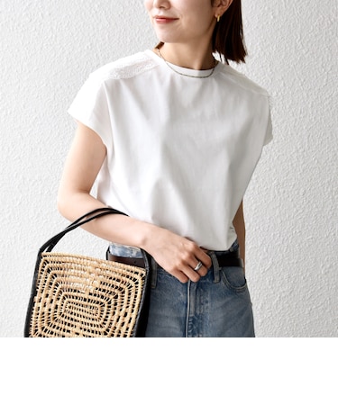 〈洗濯機可能〉ジャージー フレンチスリーブ レース TEE