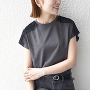 〈洗濯機可能〉ジャージー フレンチスリーブ レース TEE