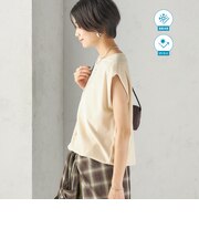 【実力派ベーシック】〈接触冷感/UVカット〉マイクロ パイル フレンチスリーブ プルオーバー