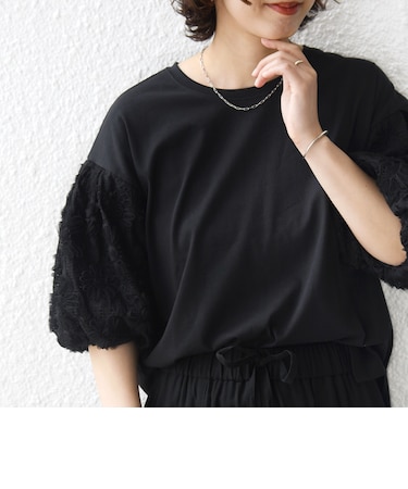 【WEB限定】〈接触冷感/UVカット/汗染み防止加工〉FUNCTION 袖 レース プルオーバー
