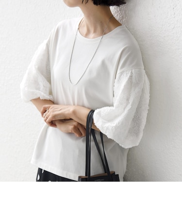 【WEB限定】〈接触冷感/UVカット/汗染み防止加工〉FUNCTION 袖 レース プルオーバー