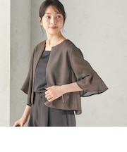 〈手洗い可能〉シャンブレー カラミ ノーカラー ジャケット