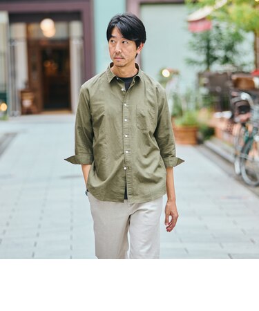 SHIPS: コットン リネン レギュラーカラー 7スリーブ シャツ