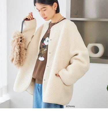 《一部予約》【一部WEB限定】〈手洗い可能〉ボア フリース リバーシブル ノーカラー コート