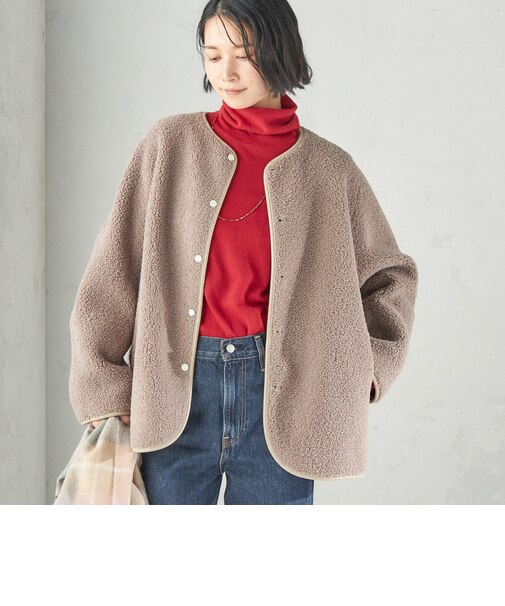 《一部予約》【一部WEB限定】〈手洗い可能〉ボア フリース リバーシブル ノーカラー コート