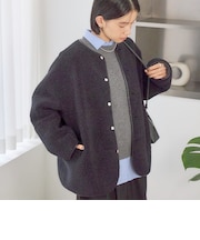 《一部予約》【一部WEB限定】〈手洗い可能〉ボア フリース リバーシブル ノーカラー コート