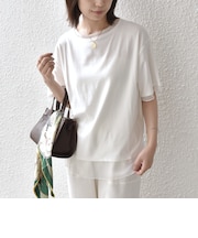 SHIPS Colors:〈接触冷感・手洗い可能〉クールタッチ シアーコンビ ハーフスリーブ トップス◇