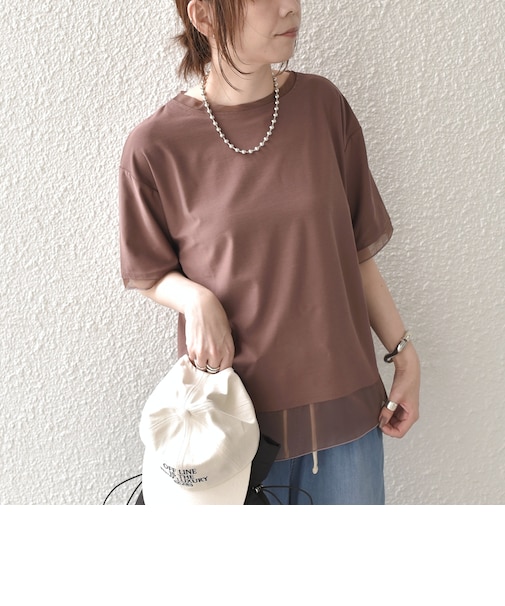 SHIPS Colors:〈接触冷感・手洗い可能〉クールタッチ シアーコンビ ハーフスリーブ トップス◇