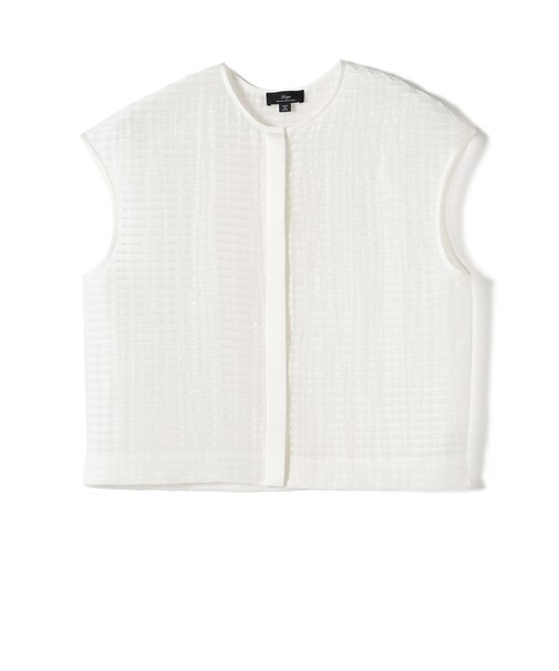 SHIPS Primary Navy Label:ラミー ピンタック フレンチスリーブ ブラウス