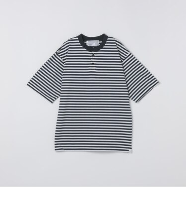 THYARD: COOLMAX(R) ボーダー ヘンリーネック Tシャツ