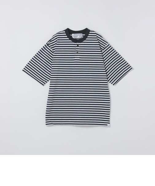 THYARD: COOLMAX(R) ボーダー ヘンリーネック Tシャツ